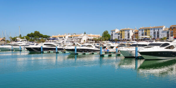 Luxury yachts moored in the port of Vilamoura, Algarve, Portugal