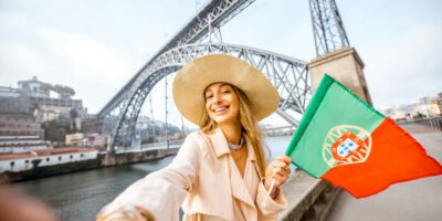 Woman traveling in Porto city