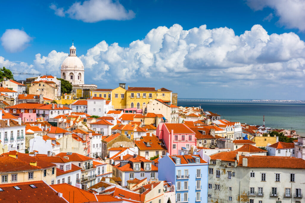 Lisbon Houses from drone view